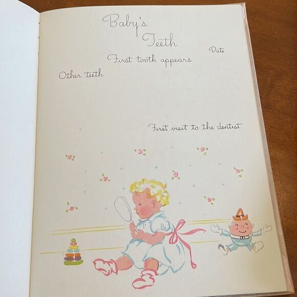Vintage late40s/early 50s pink satin covered unused Baby Book - Picture 12 of 12